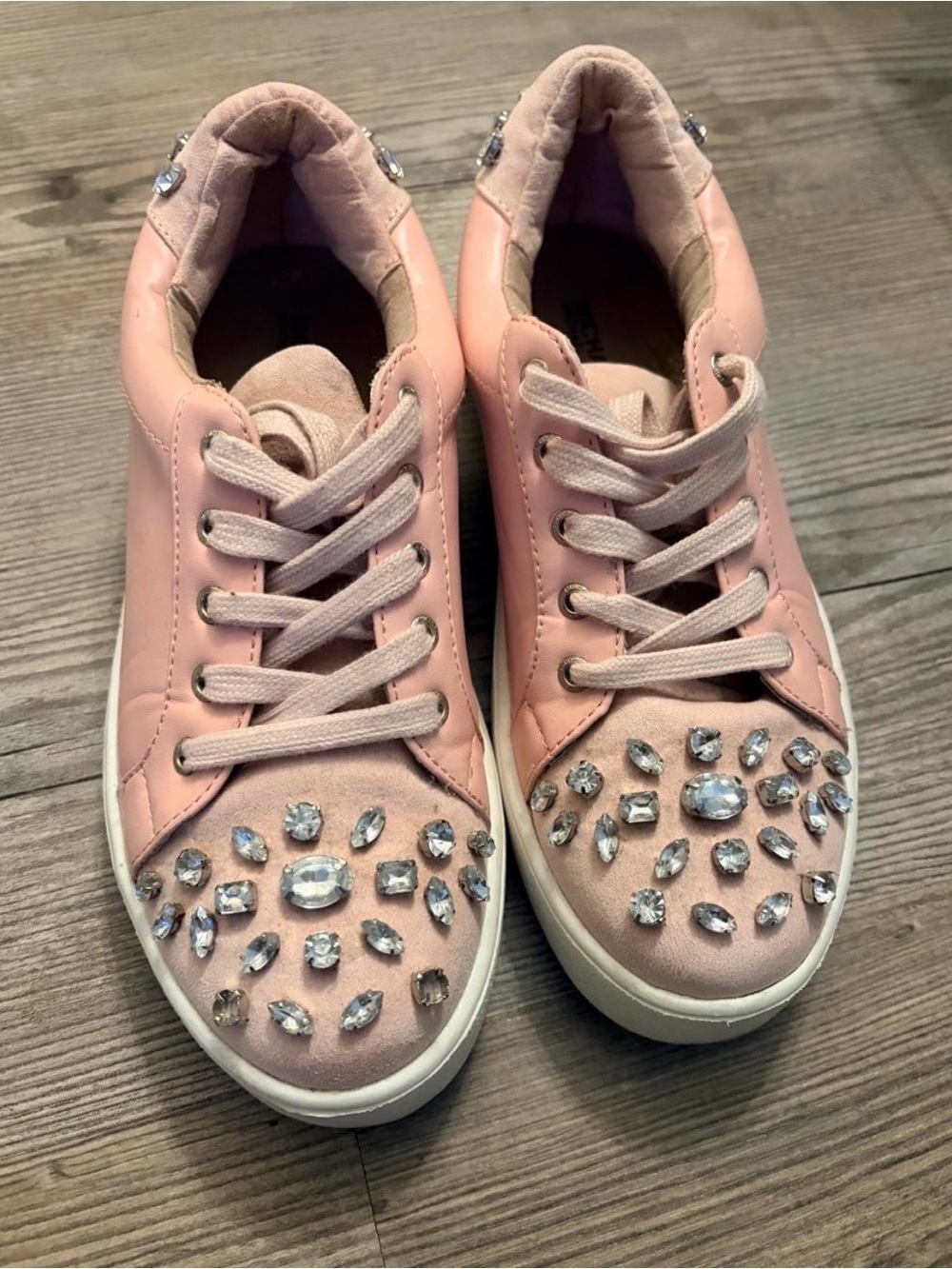 Michael Kors Pink Jeweled Kids Lace-Up Sneakers